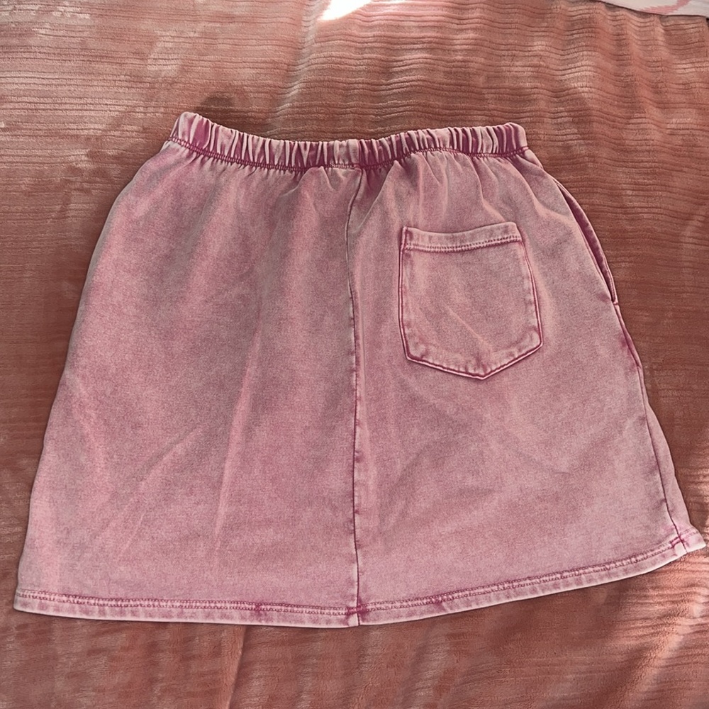 Le Lis Pink Acid Wash Drawstring Cotton Skirt in Pink - Picture 3 of 4